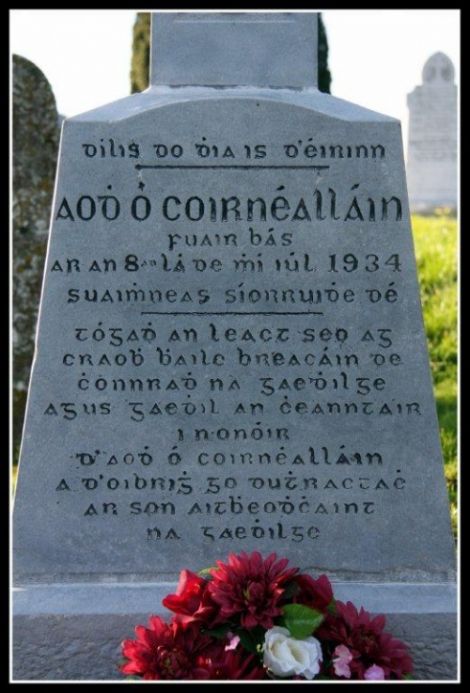 Aodh Ó Coirnéalláin's restored head stone.